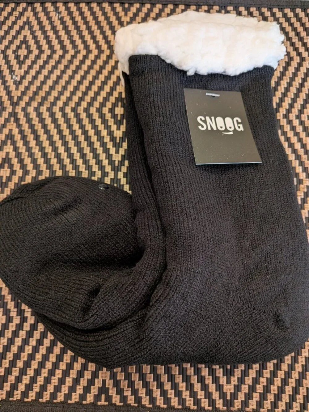 Snoog Fleece Lined Socks Cozy Black NEW